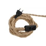 GLOBOSTAR® WHIP 77676 Μοντέρνο DIY Φωτιστικό με Υφασμάτινο Καλώδιο, Ντουί 3 x E27, Διακόπτη On/Off & Πρίζα AC 220-240V IP20 - Μπεζ & Μαύρο - Μ680 x Π4.5 x Υ4.5cm