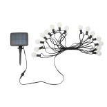 GLOBOSTAR® TWILIGHT 79667 Μοντέρνο Φωτιστικό Κήπου Γιρλάντα 7.7m με 15 Λάμπες & IR Ασύρματο Χειριστήριο LED 9W 810lm 360° DC 3.7V με Ενσωματωμένο Φωτοβολταϊκό Panel 5.5V 1.5W & Επαναφορτιζόμενη Μπαταρία Li-ion 3.7V 1x18650 2200mAh Αδιάβροχο IP65 Θερμό Λευ
