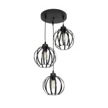 GloboStar® LUSE 202-0049 Μοντέρνο Κρεμαστό Φωτιστικό Πλέγμα Τρίφωτο 3 x E27 IP20 Μαύρο Μέταλλο - Μ40 x Π40 x Υ65cm