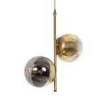 GloboStar® CITY 202-0044 Μοντέρνο Κρεμαστό Φωτιστικό Μπάλα Δίφωτο 2 x E27 IP20 Χρυσό Μέταλλο με Διάφανο Γυαλί - Μ35 x Π16 x Υ42cm