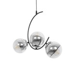 GloboStar® CITY 202-0041 Μοντέρνο Κρεμαστό Φωτιστικό Μπάλα Τρίφωτο 3 x E27 IP20 Μαύρο Μέταλλο με Διάφανο Γυαλί - Μ60 x Π35 x Υ50cm