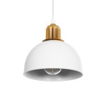 GloboStar® ΗUT 203-0147 Μοντέρνο Κρεμαστό Φωτιστικό Καμπάνα Μονόφωτο 1 x E27 IP20 Λευκό με Χρυσό Πλαστικό - Μ18 x Π18 x Υ18cm