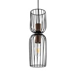 GLOBOSTAR® LAVERA 201-0024 Vintage Κρεμαστό Φωτιστικό Οροφής με Ντουί 1 x E27 AC 220-240V IP20 - Μπρονζέ & Μαύρο - Μ14 x Π14 x Υ44cm
