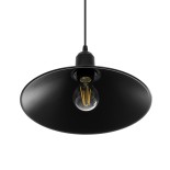 GloboStar® FERRO 203-0084 Μοντέρνο Κρεμαστό Φωτιστικό Καμπάνα Μονόφωτο 1 x E27 IP20 Μαύρο Πλαστικό - Μ30 x Π30 x Υ15cm