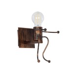GloboStar® LITTLE MAN 01592 Μοντέρνο Επιτοίχιο Φωτιστικό Απλίκα Μονόφωτο 1 x E27 IP20 Χάλκινο Μέταλλο - Μ12 x Π19 x Υ17cm
