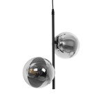 GloboStar® CITY 202-0042 Μοντέρνο Κρεμαστό Φωτιστικό Μπάλα Δίφωτο 2 x E27 IP20 Μαύρο Μέταλλο με Διάφανο Γυαλί - Μ35 x Π16 x Υ42cm