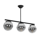 GloboStar® CITY 202-0043 Μοντέρνο Φωτιστικό Οροφής Μπάλα Τρίφωτο 3 x E27 IP20 Μαύρο Μέταλλο με Διάφανο Γυαλί - Μ55 x Π15 x Υ43cm
