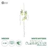 GloboStar® 78006 Τεχνητό Κρεμαστό Διακοσμητικό Φυτό με 3 X Κλαδιά Βιστέρια Λευκή - Μ10 x Π10 x Υ110cm