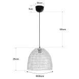 GloboStar® CESTINO 204-0178 Boho Κρεμαστό Φωτιστικό Οροφής Μονόφωτο 1 x E27 AC 220-240V IP20 Μπεζ - Μ30 x Π30 x Υ25cm