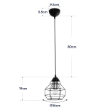 GLOBOSTAR® BUR 204-0180 Μοντέρνο Κρεμαστό Φωτιστικό Οροφής Μονόφωτο 1 x E27 AC 220-240V IP20 Μαύρο - Μ16 x Π16 x Υ19cm