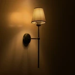 GloboStar® LING 204-0190 Μοντέρνο Φωτιστικό Τοίχου Απλίκα Μονόφωτο 1 x E27 AC 220-240V IP20 Μπεζ & Μαύρο - Μ13 x Π13 x Υ50cm