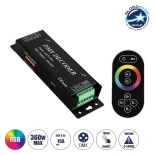 GLOBOSTAR® RGBCONTROLLER 73412 DMX Dimmer / Controller με RF Ασύρματο Χειριστήριο με 3 x 15A 75W Κανάλια DC 5-24V 15A 360W Max IP20 - DMX512 & RF2.4Ghz - Μ26.9 x Π9.6 x Υ4cm - 1 Χρόνος Εγγύηση