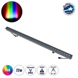 GLOBOSTAR® WASHERMOZA 90170 Μπάρα Φωτισμού Wall Washer LED 72W 6120lm 10-30° DC 24V Αδιάβροχο IP66 Πολύχρωμο RGB Dimmable - Bridgelux SMD Chip - Γκρι Ανθρακί - Μ100 x Π5 x Υ4cm - 3 Χρόνια Εγγύηση