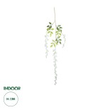 GloboStar® 78006 Τεχνητό Κρεμαστό Διακοσμητικό Φυτό με 3 X Κλαδιά Βιστέρια Λευκή - Μ10 x Π10 x Υ110cm