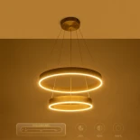kelvo® VENOM 61187 Μοντέρνο Κρεμαστό Φωτιστικό Οροφής LED 75W 8818lm 120° AC 220-240V IP20 Ρυθμιζόμενο Λευκό CCT με Χειριστήριο από 2700K έως 6000K Dimmable - Lumileds SMD Chip - Χρυσό Βούρτσας - Μ60 x Π60 x Υ40cm - 3 Χρόνια Εγγύηση