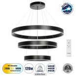 kelvo® VENOM 61188 Μοντέρνο Κρεμαστό Φωτιστικό Οροφής LED 120W 14158lm 120° AC 220-240V IP20 Ρυθμιζόμενο Λευκό CCT με Χειριστήριο από 2700K έως 6000K Dimmable - Lumileds SMD Chip - Μαύρο Ματ - Μ80 x Π80 x Υ60cm - 3 Χρόνια Εγγύηση