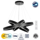 kelvo® VENOM 61188-DECO Μοντέρνο Κρεμαστό Φωτιστικό Οροφής LED 120W 14158lm 120° AC 220-240V IP20 Ρυθμιζόμενο Λευκό CCT με Χειριστήριο από 2700K έως 6000K Dimmable - Lumileds SMD Chip - Μαύρο Ματ - Μ80 x Π80 x Υ60cm - 3 Χρόνια Εγγύηση
