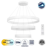 kelvo® VENOM 61189 Μοντέρνο Κρεμαστό Φωτιστικό Οροφής LED 120W 14158lm 120° AC 220-240V IP20 Ρυθμιζόμενο Λευκό CCT με Χειριστήριο από 2700K έως 6000K Dimmable - Lumileds SMD Chip - Λευκό Ματ - Μ80 x Π80 x Υ60cm - 3 Χρόνια Εγγύηση
