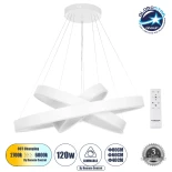 kelvo® VENOM 61189-DECO Μοντέρνο Κρεμαστό Φωτιστικό Οροφής LED 120W 14158lm 120° AC 220-240V IP20 Ρυθμιζόμενο Λευκό CCT με Χειριστήριο από 2700K έως 6000K Dimmable - Lumileds SMD Chip - Λευκό Ματ - Μ80 x Π80 x Υ60cm - 3 Χρόνια Εγγύηση