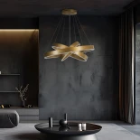 kelvo® VENOM 61190-DECO Μοντέρνο Κρεμαστό Φωτιστικό Οροφής LED 120W 14158lm 120° AC 220-240V IP20 Ρυθμιζόμενο Λευκό CCT με Χειριστήριο από 2700K έως 6000K Dimmable - Lumileds SMD Chip - Χρυσό Βούρτσας - Μ80 x Π80 x Υ60cm - 3 Χρόνια Εγγύηση