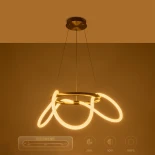 kelvo® GLOW 61658 Μοντέρνο Κρεμαστό Φωτιστικό Οροφής LED 36W 3600lm 360° AC 220-240V IP20 Ρυθμιζόμενο Λευκό CCT με Χειριστήριο από 2700K έως 6000K Dimmable - Lumileds SMD Chip - Χρυσό Πλατίνα & Λευκό Νήμα - Μ60 x Π60 x Υ45cm - 3 Χρόνια Εγγύηση