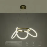 kelvo® GLOW 61658 Μοντέρνο Κρεμαστό Φωτιστικό Οροφής LED 36W 3600lm 360° AC 220-240V IP20 Ρυθμιζόμενο Λευκό CCT με Χειριστήριο από 2700K έως 6000K Dimmable - Lumileds SMD Chip - Χρυσό Πλατίνα & Λευκό Νήμα - Μ60 x Π60 x Υ45cm - 3 Χρόνια Εγγύηση