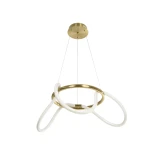 kelvo® GLOW 61658 Μοντέρνο Κρεμαστό Φωτιστικό Οροφής LED 36W 3600lm 360° AC 220-240V IP20 Ρυθμιζόμενο Λευκό CCT με Χειριστήριο από 2700K έως 6000K Dimmable - Lumileds SMD Chip - Χρυσό Πλατίνα & Λευκό Νήμα - Μ60 x Π60 x Υ45cm - 3 Χρόνια Εγγύηση