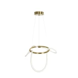 kelvo® GLOW 61658 Μοντέρνο Κρεμαστό Φωτιστικό Οροφής LED 36W 3600lm 360° AC 220-240V IP20 Ρυθμιζόμενο Λευκό CCT με Χειριστήριο από 2700K έως 6000K Dimmable - Lumileds SMD Chip - Χρυσό Πλατίνα & Λευκό Νήμα - Μ60 x Π60 x Υ45cm - 3 Χρόνια Εγγύηση