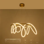 kelvo® GLOW 61660 Μοντέρνο Κρεμαστό Φωτιστικό Οροφής LED 69W 6900lm 360° AC 220-240V IP20 Ρυθμιζόμενο Λευκό CCT με Χειριστήριο από 2700K έως 6000K Dimmable - Lumileds SMD Chip - Χρυσό Πλατίνα & Λευκό Νήμα - Μ100 x Π100 x Υ70cm - 3 Χρόνια Εγγύηση