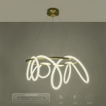 kelvo® GLOW 61660 Μοντέρνο Κρεμαστό Φωτιστικό Οροφής LED 69W 6900lm 360° AC 220-240V IP20 Ρυθμιζόμενο Λευκό CCT με Χειριστήριο από 2700K έως 6000K Dimmable - Lumileds SMD Chip - Χρυσό Πλατίνα & Λευκό Νήμα - Μ100 x Π100 x Υ70cm - 3 Χρόνια Εγγύηση