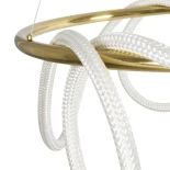 kelvo® GLOW 61660 Μοντέρνο Κρεμαστό Φωτιστικό Οροφής LED 69W 6900lm 360° AC 220-240V IP20 Ρυθμιζόμενο Λευκό CCT με Χειριστήριο από 2700K έως 6000K Dimmable - Lumileds SMD Chip - Χρυσό Πλατίνα & Λευκό Νήμα - Μ100 x Π100 x Υ70cm - 3 Χρόνια Εγγύηση