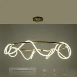 kelvo® GLOW 61661 Μοντέρνο Κρεμαστό Φωτιστικό Οροφής LED 100W 10000lm 360° AC 220-240V IP20 Ρυθμιζόμενο Λευκό CCT με Χειριστήριο από 2700K έως 6000K Dimmable - Lumileds SMD Chip - Χρυσό Πλατίνα & Λευκό Νήμα - Μ150 x Π150 x Υ100cm - 3 Χρόνια Εγγύηση