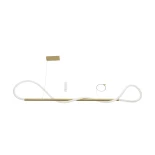 kelvo® GLOW 61662 Μοντέρνο Κρεμαστό Φωτιστικό Οροφής LED 34W 3400lm 360° AC 220-240V IP20 Ρυθμιζόμενο Λευκό CCT με Χειριστήριο από 2700K έως 6000K Dimmable - Lumileds SMD Chip - Χρυσό Πλατίνα & Λευκό Νήμα - Μ120 x Π35 x Υ50cm - 3 Χρόνια Εγγύηση