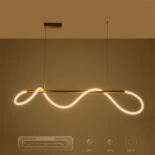 kelvo® GLOW 61662 Μοντέρνο Κρεμαστό Φωτιστικό Οροφής LED 34W 3400lm 360° AC 220-240V IP20 Ρυθμιζόμενο Λευκό CCT με Χειριστήριο από 2700K έως 6000K Dimmable - Lumileds SMD Chip - Χρυσό Πλατίνα & Λευκό Νήμα - Μ120 x Π35 x Υ50cm - 3 Χρόνια Εγγύηση
