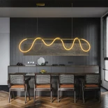 kelvo® GLOW 61663 Μοντέρνο Κρεμαστό Φωτιστικό Οροφής LED 45W 4500lm 360° AC 220-240V IP20 Ρυθμιζόμενο Λευκό CCT με Χειριστήριο από 2700K έως 6000K Dimmable - Lumileds SMD Chip - Χρυσό Πλατίνα & Λευκό Νήμα - Μ150 x Π35 x Υ50cm - 3 Χρόνια Εγγύηση