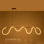 kelvo® GLOW 61663 Μοντέρνο Κρεμαστό Φωτιστικό Οροφής LED 45W 4500lm 360° AC 220-240V IP20 Ρυθμιζόμενο Λευκό CCT με Χειριστήριο από 2700K έως 6000K Dimmable - Lumileds SMD Chip - Χρυσό Πλατίνα & Λευκό Νήμα - Μ150 x Π35 x Υ50cm - 3 Χρόνια Εγγύηση