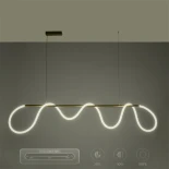 kelvo® GLOW 61663 Μοντέρνο Κρεμαστό Φωτιστικό Οροφής LED 45W 4500lm 360° AC 220-240V IP20 Ρυθμιζόμενο Λευκό CCT με Χειριστήριο από 2700K έως 6000K Dimmable - Lumileds SMD Chip - Χρυσό Πλατίνα & Λευκό Νήμα - Μ150 x Π35 x Υ50cm - 3 Χρόνια Εγγύηση