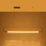 kelvo® GLOW 61664 Μοντέρνο Κρεμαστό Φωτιστικό Οροφής LED 15W 1500lm 360° AC 220-240V IP20 Ρυθμιζόμενο Λευκό CCT με Χειριστήριο από 2700K έως 6000K Dimmable - Lumileds SMD Chip - Χρυσό Πλατίνα & Λευκό Νήμα - Μ120 x Π3 x Υ17cm - 3 Χρόνια Εγγύηση