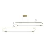 kelvo® GLOW 61665 Μοντέρνο Κρεμαστό Φωτιστικό Οροφής LED 28W 2800lm 360° AC 220-240V IP20 Ρυθμιζόμενο Λευκό CCT με Χειριστήριο από 2700K έως 6000K Dimmable - Lumileds SMD Chip - Χρυσό Πλατίνα & Λευκό Νήμα - Μ160 x Π3 x Υ25cm - 3 Χρόνια Εγγύηση