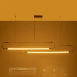 kelvo® GLOW 61665 Μοντέρνο Κρεμαστό Φωτιστικό Οροφής LED 28W 2800lm 360° AC 220-240V IP20 Ρυθμιζόμενο Λευκό CCT με Χειριστήριο από 2700K έως 6000K Dimmable - Lumileds SMD Chip - Χρυσό Πλατίνα & Λευκό Νήμα - Μ167 x Π7 x Υ24cm - 3 Χρόνια Εγγύηση