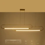 kelvo® GLOW 61665 Μοντέρνο Κρεμαστό Φωτιστικό Οροφής LED 28W 2800lm 360° AC 220-240V IP20 Ρυθμιζόμενο Λευκό CCT με Χειριστήριο από 2700K έως 6000K Dimmable - Lumileds SMD Chip - Χρυσό Πλατίνα & Λευκό Νήμα - Μ167 x Π7 x Υ24cm - 3 Χρόνια Εγγύηση
