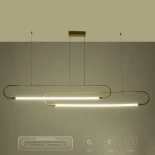 kelvo® GLOW 61665 Μοντέρνο Κρεμαστό Φωτιστικό Οροφής LED 28W 2800lm 360° AC 220-240V IP20 Ρυθμιζόμενο Λευκό CCT με Χειριστήριο από 2700K έως 6000K Dimmable - Lumileds SMD Chip - Χρυσό Πλατίνα & Λευκό Νήμα - Μ167 x Π7 x Υ24cm - 3 Χρόνια Εγγύηση