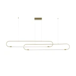 kelvo® GLOW 61665 Μοντέρνο Κρεμαστό Φωτιστικό Οροφής LED 28W 2800lm 360° AC 220-240V IP20 Ρυθμιζόμενο Λευκό CCT με Χειριστήριο από 2700K έως 6000K Dimmable - Lumileds SMD Chip - Χρυσό Πλατίνα & Λευκό Νήμα - Μ160 x Π3 x Υ25cm - 3 Χρόνια Εγγύηση