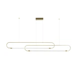 kelvo® GLOW 61665 Μοντέρνο Κρεμαστό Φωτιστικό Οροφής LED 28W 2800lm 360° AC 220-240V IP20 Ρυθμιζόμενο Λευκό CCT με Χειριστήριο από 2700K έως 6000K Dimmable - Lumileds SMD Chip - Χρυσό Πλατίνα & Λευκό Νήμα - Μ160 x Π3 x Υ25cm - 3 Χρόνια Εγγύηση