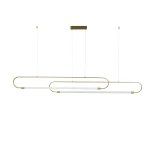 kelvo® GLOW 61665 Μοντέρνο Κρεμαστό Φωτιστικό Οροφής LED 28W 2800lm 360° AC 220-240V IP20 Ρυθμιζόμενο Λευκό CCT με Χειριστήριο από 2700K έως 6000K Dimmable - Lumileds SMD Chip - Χρυσό Πλατίνα & Λευκό Νήμα - Μ160 x Π3 x Υ25cm - 3 Χρόνια Εγγύηση