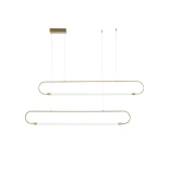 kelvo® GLOW 61665 Μοντέρνο Κρεμαστό Φωτιστικό Οροφής LED 28W 2800lm 360° AC 220-240V IP20 Ρυθμιζόμενο Λευκό CCT με Χειριστήριο από 2700K έως 6000K Dimmable - Lumileds SMD Chip - Χρυσό Πλατίνα & Λευκό Νήμα - Μ160 x Π3 x Υ25cm - 3 Χρόνια Εγγύηση