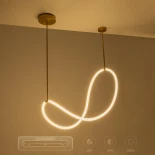 kelvo® GLOW 61667 Μοντέρνο Κρεμαστό Φωτιστικό Οροφής LED 34W 3400lm 360° AC 220-240V IP20 Ρυθμιζόμενο Λευκό CCT με Χειριστήριο από 2700K έως 6000K Dimmable - Lumileds SMD Chip - Χρυσό Πλατίνα & Λευκό Νήμα - Μ20 x Π35 x Υ120cm - 3 Χρόνια Εγγύηση