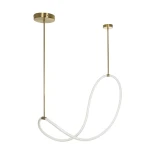 kelvo® GLOW 61667 Μοντέρνο Κρεμαστό Φωτιστικό Οροφής LED 34W 3400lm 360° AC 220-240V IP20 Ρυθμιζόμενο Λευκό CCT με Χειριστήριο από 2700K έως 6000K Dimmable - Lumileds SMD Chip - Χρυσό Πλατίνα & Λευκό Νήμα - Μ20 x Π35 x Υ120cm - 3 Χρόνια Εγγύηση