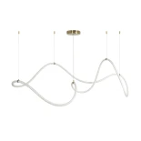 kelvo® GLOW 61668 Μοντέρνο Κρεμαστό Φωτιστικό Οροφής LED 65W 6500lm 360° AC 220-240V IP20 Ρυθμιζόμενο Λευκό CCT με Χειριστήριο από 2700K έως 6000K Dimmable - Lumileds SMD Chip - Χρυσό Πλατίνα & Λευκό Νήμα - Μ150 x Π150 x Υ80cm - 3 Χρόνια Εγγύηση
