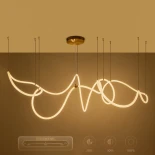 kelvo® GLOW 61669 Μοντέρνο Κρεμαστό Φωτιστικό Οροφής LED 105W 10500lm 360° AC 220-240V IP20 Ρυθμιζόμενο Λευκό CCT με Χειριστήριο από 2700K έως 6000K Dimmable - Lumileds SMD Chip - Χρυσό Πλατίνα & Λευκό Νήμα - Μ180 x Π180 x Υ110cm - 3 Χρόνια Εγγύηση
